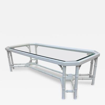 Faux Bamboo White Maison Jansen Style Coffee Table