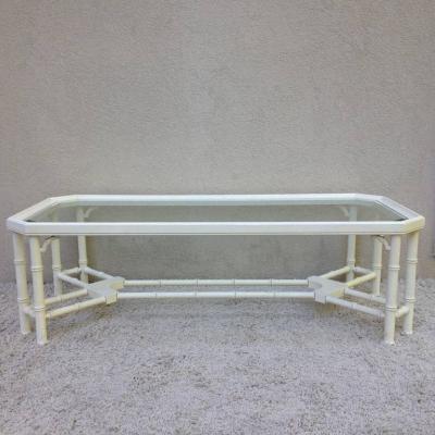 Faux Bamboo White Maison Jansen Style Coffee Table