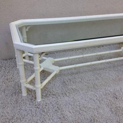 Faux Bamboo White Maison Jansen Style Coffee Table