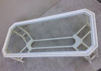 Faux Bamboo White Maison Jansen Style Coffee Table