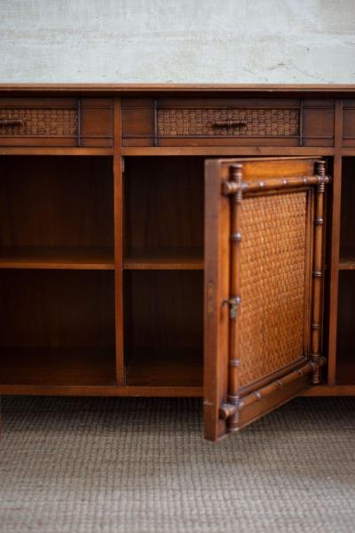 Faux Bamboo Wood Sideboard 1980s