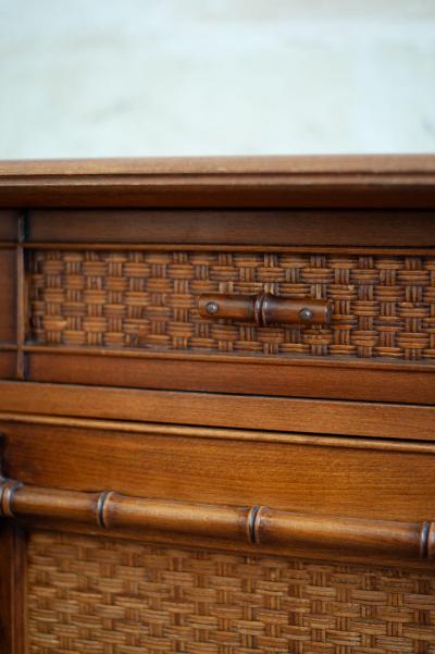 Faux Bamboo Wood Sideboard 1980s
