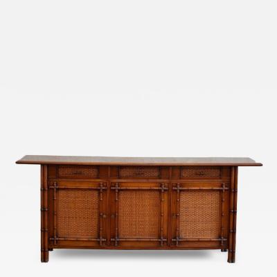 Faux Bamboo Wood Sideboard 1980s