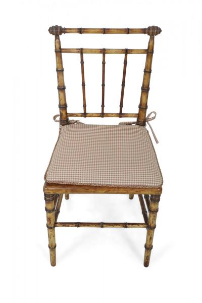 Faux Bamboo and Cane Seat Side Chair