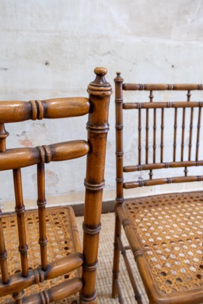 Faux Bamboo and Vienna Straw Dining Set 1970s