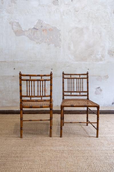 Faux Bamboo and Vienna Straw Dining Set 1970s