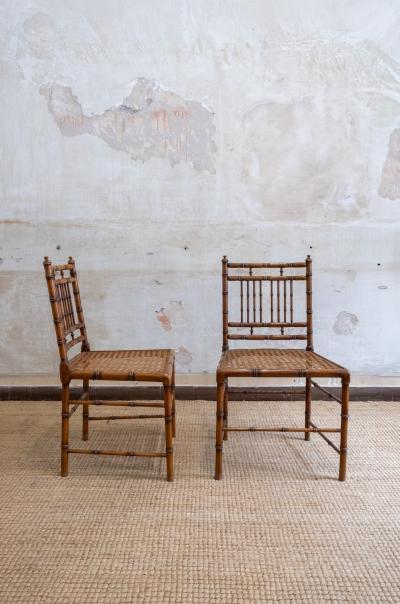 Faux Bamboo and Vienna Straw Dining Set 1970s