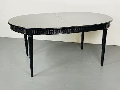 Faux Bamboo and Wicker Dining Table Ebony American of Martinsville