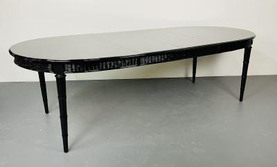 Faux Bamboo and Wicker Dining Table Ebony American of Martinsville