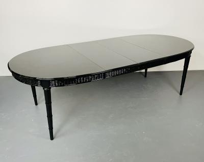 Faux Bamboo and Wicker Dining Table Ebony American of Martinsville