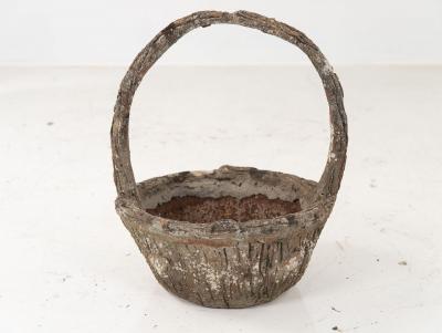Faux Bois Basket Garden Ornament