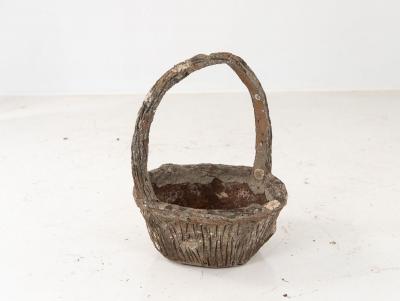 Faux Bois Basket Garden Ornament