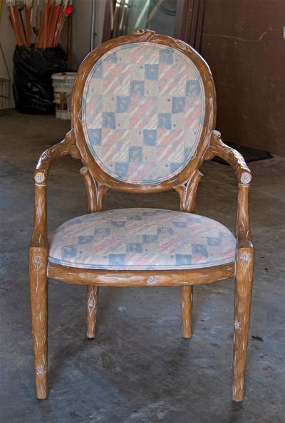 Faux Bois Branch Form Upholstered Armchairs