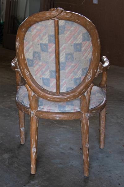 Faux Bois Branch Form Upholstered Armchairs