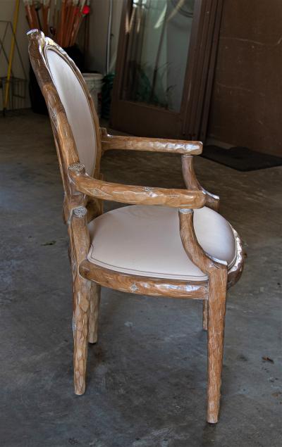 Faux Bois Branch Form Upholstered Armchairs