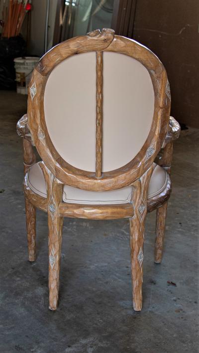 Faux Bois Branch Form Upholstered Armchairs