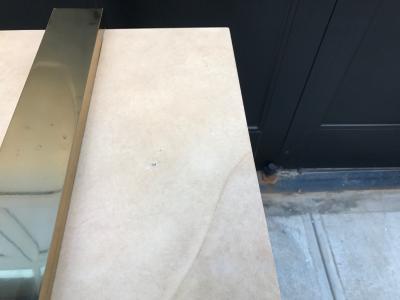 Faux Goatskin and Brass Console