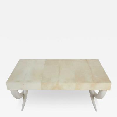 Faux Ivory and Parchment Coffee Table