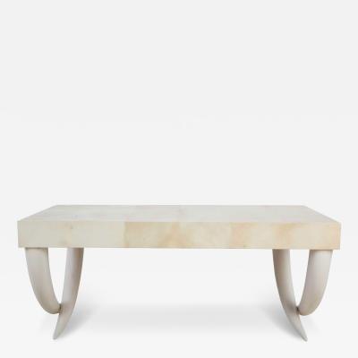 Faux Ivory and Parchment Coffee Table