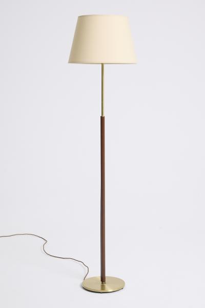 Faux Leather and Brass Floor Lamp