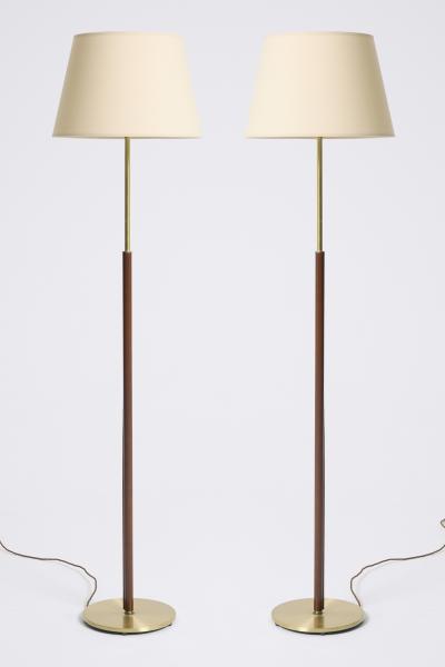 Faux Leather and Brass Floor Lamp