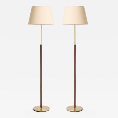 Faux Leather and Brass Floor Lamp