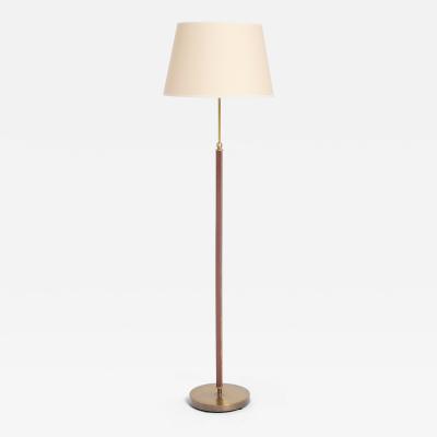 Faux Leather and Brass Floor Lamp
