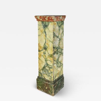 Faux Marble Painted Wood Pedestal or Cabinet