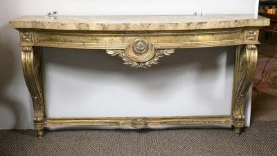 Faux Marble Top Louis XV Style Console Table Attributed to Maison Jansen