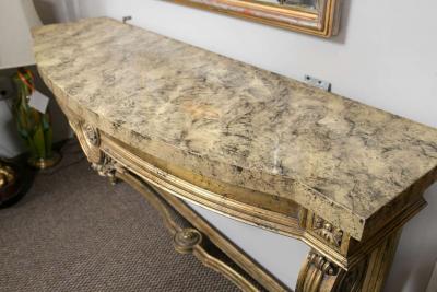 Faux Marble Top Louis XV Style Console Table Attributed to Maison Jansen