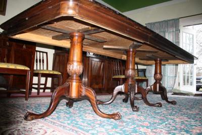 Faux Marbre Topped Triple Pedestal Dining Table