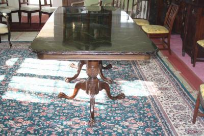Faux Marbre Topped Triple Pedestal Dining Table
