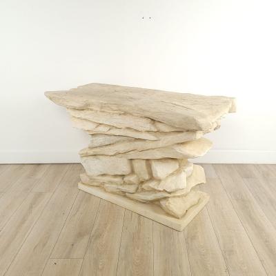 Faux Stacked Stone Console by Sirmos circa 1970