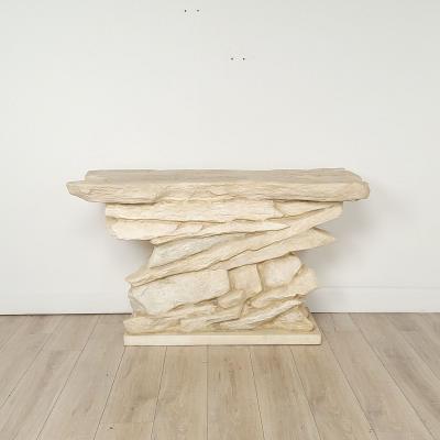 Faux Stacked Stone Console by Sirmos circa 1970