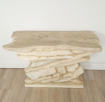 Faux Stacked Stone Console by Sirmos circa 1970