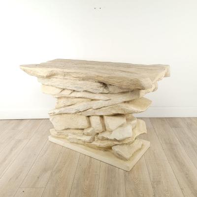 Faux Stacked Stone Console by Sirmos circa 1970