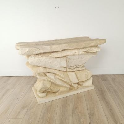 Faux Stacked Stone Console by Sirmos circa 1970