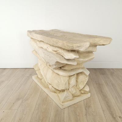 Faux Stacked Stone Console by Sirmos circa 1970