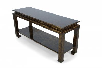 Faux Tortoise Shell Finished Console Table With Shelf