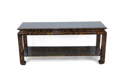Faux Tortoise Shell Finished Console Table With Shelf