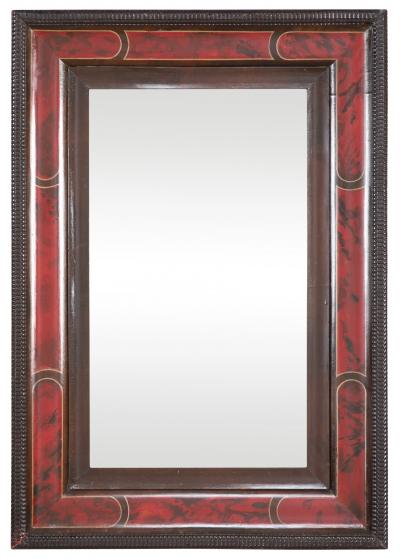 Faux Tortoiseshell Queen Anne Style Mirror with Segmented Border