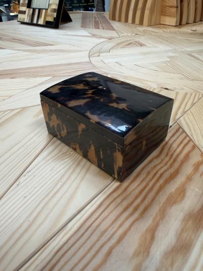Faux Tortoiseshell Wood Box with Domed Lid