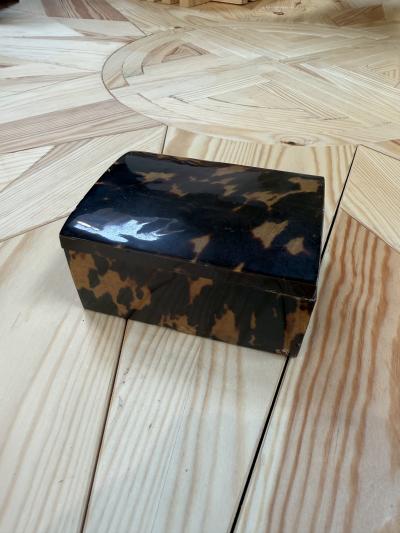 Faux Tortoiseshell Wood Box with Domed Lid