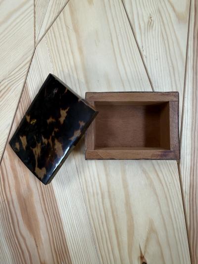 Faux Tortoiseshell Wood Box with Domed Lid