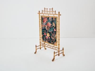 Faux bamboo giltwood French decorative firescreen 1960s
