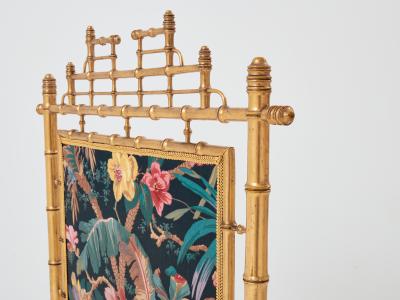 Faux bamboo giltwood French decorative firescreen 1960s