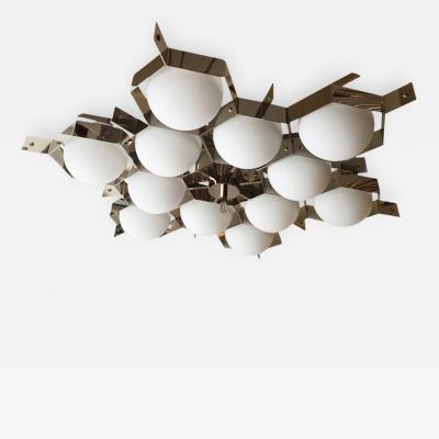 Fedele Papagni Nickel Flush Mount Fixture by Fedele Papagni for Gaspare Asaro Italy 2014