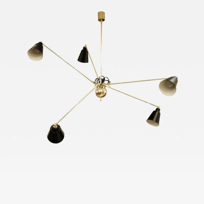 Fedele Papagni STAR FIVE CEILING LIGHT BLACK AND BRASS