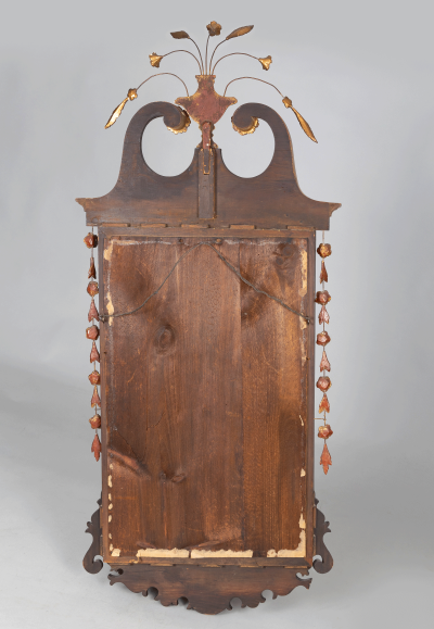 Federal American Inlaid Mahogany Parcel Gilt Mirror