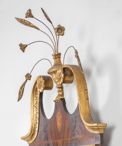 Federal American Inlaid Mahogany Parcel Gilt Mirror